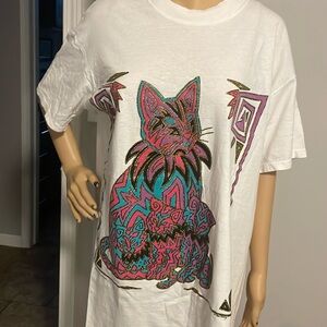 Heartland Apparel Vintage Early  90’s Hand Painted Cat by M Bellamy